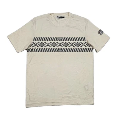 Camiseta Z ZEGNA TECHMERINO 100% Lana Para Hombre M Estampado Gráfico Informal Calce Ajustado Beige Foto 1 de 4