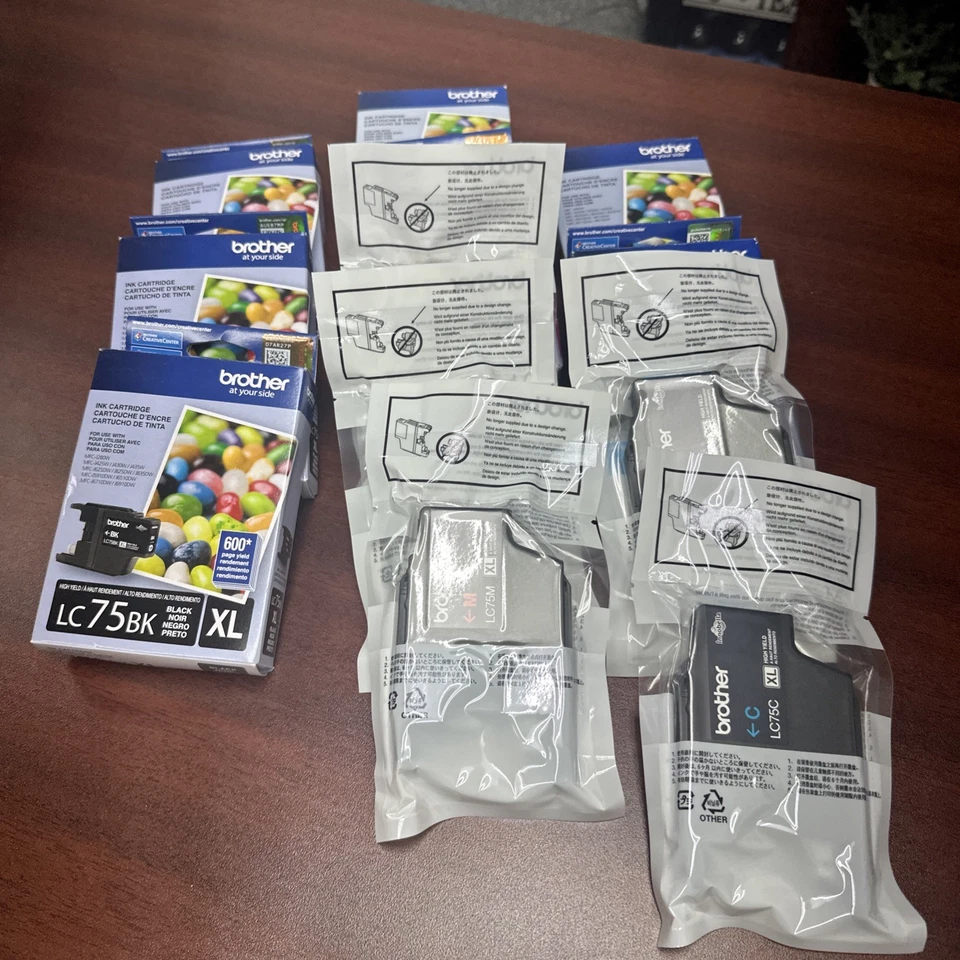 Exp. 8/2025 - 7/2026 12 cartridges total,  Brother LC75BK XL Black Ink Cartridge - Image 1 of 1