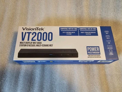 New VisionTek VT2000 USB-C Multi display (Up To 3 Monitors) MST Dock OPEN BOX - Image 1 of 4