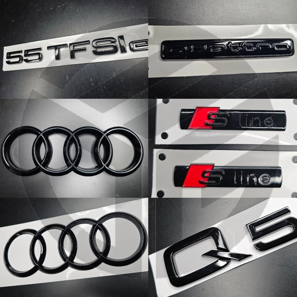 Audi Q5 2021+ Sportback negro brillante insignias parrilla/barco/fen 55tfsi e/quat/2xsline - Imagen 1 de 1