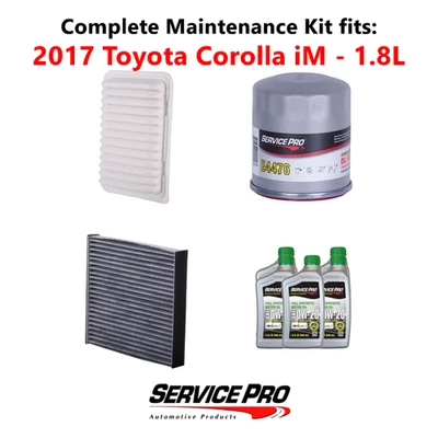 2017 Toyota Corolla iM 1.8L Complete Air, Oil & Cabin Filter Kit (0W-20) - Imagem 1 de 4