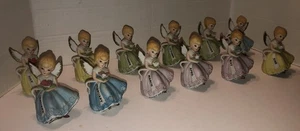 Komplettes Set mit 12 Vintage Brinn's Porzellan Geburtstag Monat Engel Figuren mit Etikett 4" - Bild 1 von 10
