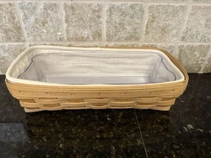 2008 Longaberger Basket Harvest Weave Bread 14 in x 7 in Fabric & Plastic Liner - Picture 1 of 7
