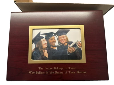 Brand New Brown Wood Jordan Mark Graduation Keepsake Photo Box - Image 1 of 4