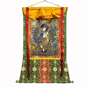 Brocado de Seda Montado Bailando Blanco Tara Thangka, Bodhisattva de la Longevidad - Imagen 1 de 11