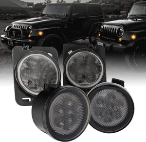 4Pcs For 2007 - 2017 Jeep Wrangler JK LED Turn Signal Front Side Marker Lights - Picture 1 of 10