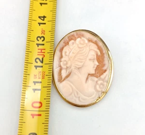 Colgante Camafeo Cara Mujer Plata 925 Chapado Oro Amarillo Camafeo Broche - Imagen 1 de 8