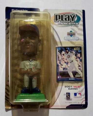 2001 UPPER DECK PLAYMAKERS  SAMMY SOSA BOBBLEHEAD W/CARD (GRAY) NEW IN BOX CUBS Cover