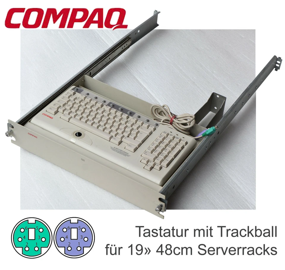 PS2 Keyboard With Trackball With Rails FÜR48CM 19 " Server Tower Server Rack MM - Image 1 of 1