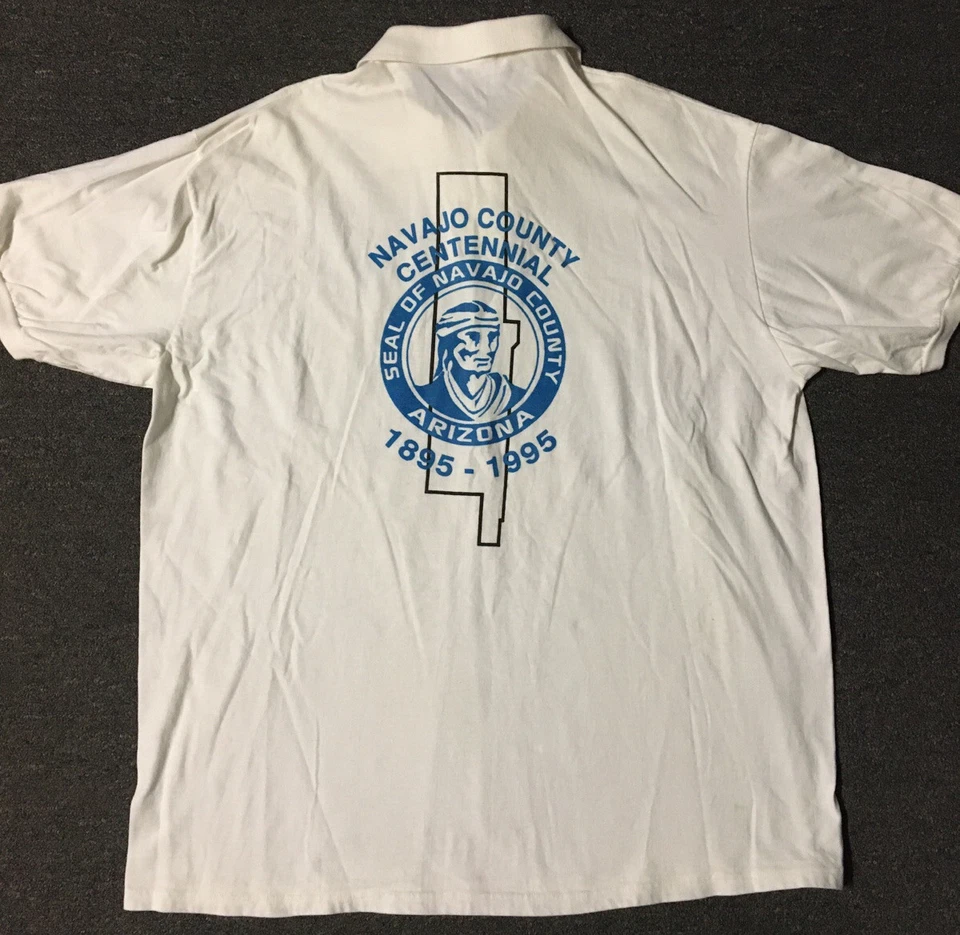 Camisa Polo Centenario Condado Navajo Arizona Años 90 XL EE. UU. Tribu Nativa Americana Foto 1 de 4