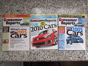 Lot of 3 Vintage Consumer Reports Magazines - Automotive Issues- 2010 & 2005 - Picture 1 of 1