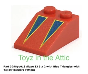 Lego 1x 3298pb013 Red Slope 33 3 x 2 with Blue Triangles with Yellow Borders - Picture 1 of 2