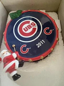 2011 Chicago Cubs Danbury Mint Banging Drum Ornament w/ Santa - Picture 1 of 3