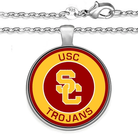 USC SC Trojans Womens Mens 925 Sterling Chain Link Necklace With Pendant A1 Cover