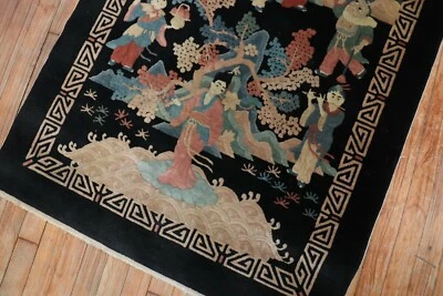 Vintage Chinese Peking Pictorial Immortals Rug Size 3'x5' - Image 1 of 4