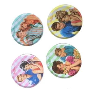 French Chic 1950s Style 4 x Nous Deux "We Both" Coasters in Tin New Cork Backs - Imagen 1 de 10