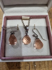 Original Pandora rosa facettiert Murano Anhänger Halskette und Ohrringe Set TOP - Bild 1 von 10
