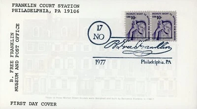 US 1592 FDC Franklin Museum & Post Office - Image 1 of 2