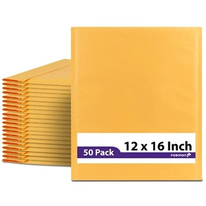 Fosmon #6 12x16 11.5x15, 50 pack Large Wide Kraft Bubble Padded Envelope Mailer - Picture 1 of 7