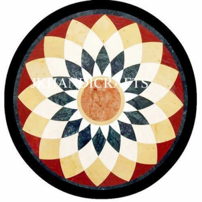  18" Marble Center Cum Coffee Table Top Semi Precious Inlaid Work Kitchen Decor - Image 1 of 3