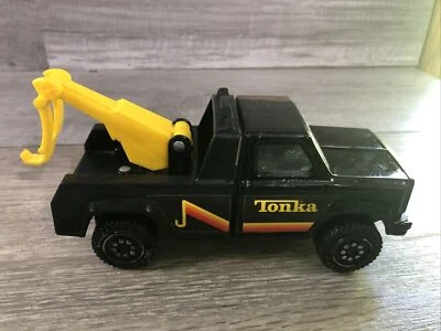 Camión grúa Tonka vintage negro hecho en EE. UU. METAL plástico remolque 7" Foto 1 de 4