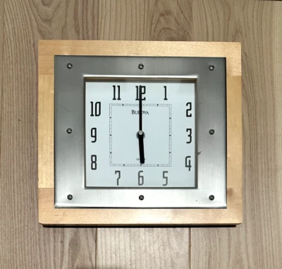 Bulova Reloj de Pared Industrial Moderno Cuarzo 12" (Arce, Plata, Vidrio): C4221 Foto 1 de 4