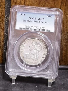 1834 Bust Half Dollar - Small Date & Letters - PCGS - AU55 (#58545-L) - Picture 1 of 12