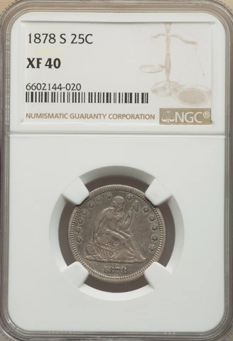 1878-S Seated Quarter NGC XF40 Original Patina-Strong Strike-POP 1/46-140K Mint Cover