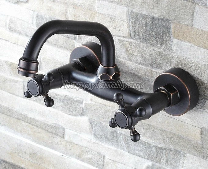 Black Oil Brass Wall Mount Swivel Bathroom Basin Mixer Tap / Sink Faucet ynf321 - Image 1 of 1