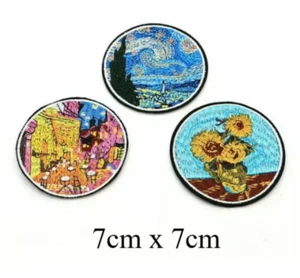 Vincent Van Gogh , Starry Night Café Terrace Sunflower Iron-On Motif Patch Child - Picture 1 of 4