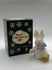 1998 Sarah’s Attic Snowonders April Snowman Figurine Rabbit Easter Eggs