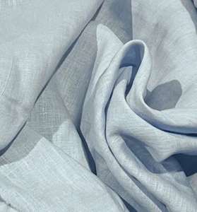 LIGHT BLUE  100% linen fabric 56” Width Sold By The Yard - Picture 1 of 2