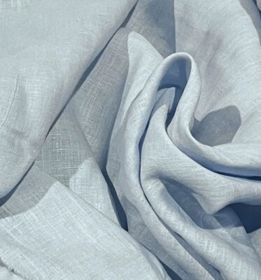 LIGHT BLUE  100% linen fabric 56” Width Sold By The Yard - Image 1 of 2