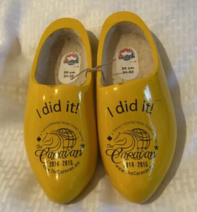 KOMPENFABRIE "Caravan" Yellow Wood/Enamel Holland Clogs-Size youth 13 - Imagen 1 de 5