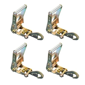 Paquete de 4 trinquete de 2" con gancho a presión plano para remolque de carros plataforma plana remolque - Imagen 1 de 7