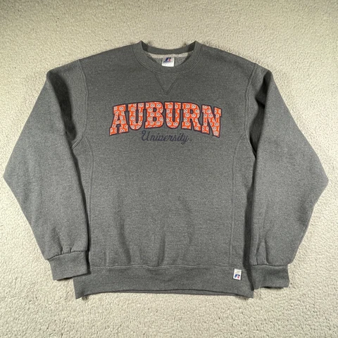 Auburn Tigers  Sweatshirt Mens Medium Gray Russell Athletic Heavyweight NCAA Cover