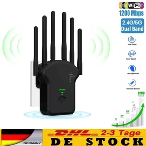 WLAN Repeater 1200Mbps Router Range WIFI Signal Booster Verstärker Access Point - Bild 1 von 12