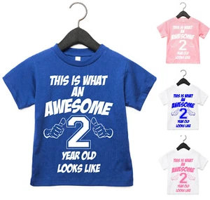Camiseta This Is What An Awesome 2 Year Olds Like 2nd Birthday Two Second - Imagen 1 de 14