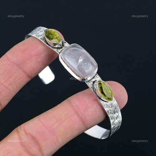 VALENTINO Regalo di compleanno per il suo bracciale pietra preziosa quarzo rosa naturale regolabile argento 925