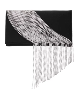 Bolso sin asas Nina Crystal Chain delgado sobre negro plateado Foto 1 de 4