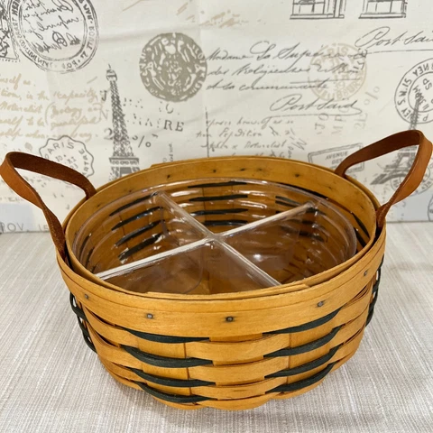 Longaberger 2001 Heartland 10 inch Darning Basket with 4 way Divider/Protector Cover