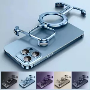 Rahmenlose Magnetische Metall Bumper Handyhülle für iPhone 15Pro Max 14 13 12 - Bild 1 von 40