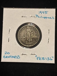 1945 Philippines 20 Centavos World Silver United States 20C “feb136” - Picture 1 of 16