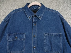Wolverine Denim Shirt Mens XL Blue Long Sleeve Button Down Workwear Pockets - Picture 1 of 10
