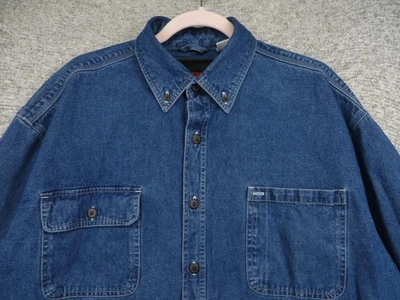 Wolverine Denim Shirt Mens XL Blue Long Sleeve Button Down Workwear Pockets - Image 1 of 4
