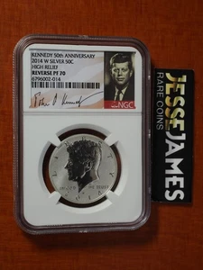 2014 W 50C REVERSE PROOF SILVER KENNEDY HALF DOLLAR NGC PF70 50TH ANNIVERSARY - Picture 1 of 2