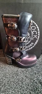 New Rock Custom Made Gothic Boots With Skulls Size 9 Purple And Black Brand New - Picture 1 of 5