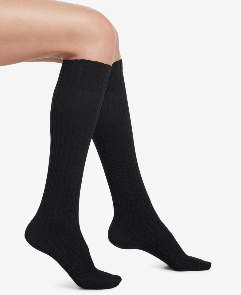 Hue Women's Micro Cable Knee High Socks, Black O/S - NEW - Image 1 of 1