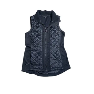 Athleta Black Quilted Fleece Lined Vest Women Siz L - Picture 1 of 7