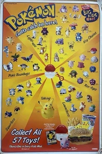 Burger King Kinder Mahlzeit Nintendo Pokémon 1999 Promo Poster 22”x 32” - Bild 1 von 3